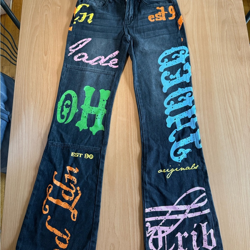 Jaded London Graphic Women's Flare Jeans